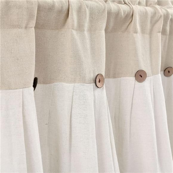Linen Button Farmhouse Valance, 18"L x 84"W, Linen - Picture 7 of 7